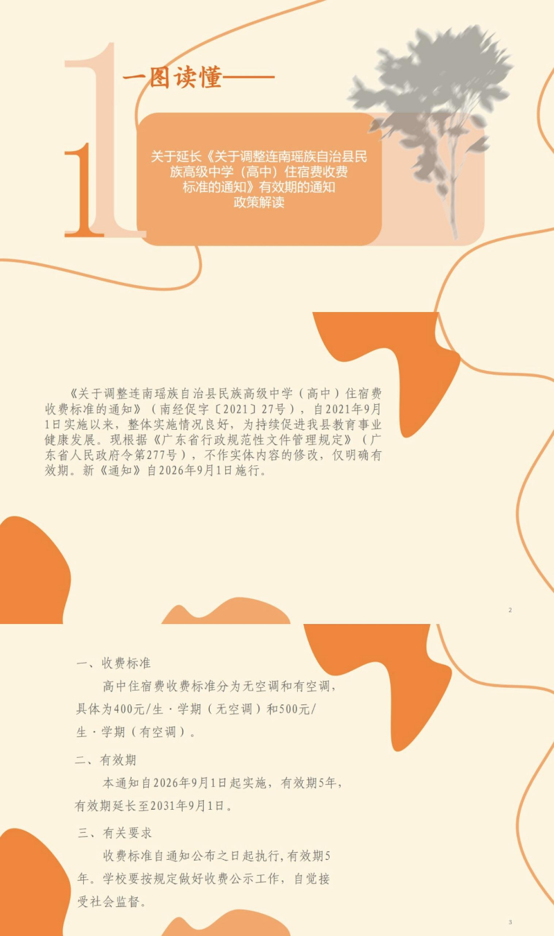 关于延长《关于调整连南瑶族自治县民族高级中学（高中）住宿费收费标准的通知》有效期的通知政策解读图文版.jpg